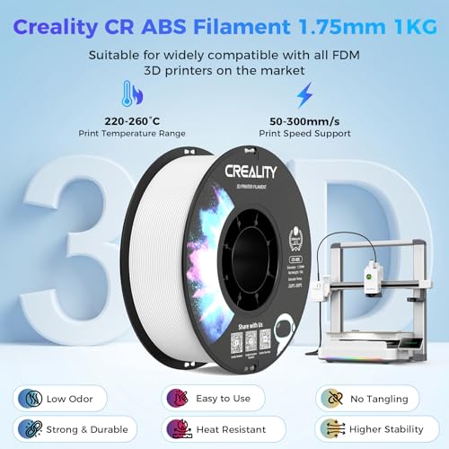 Image of Creality ABS Filament 1.75mm White 1KG, 3D Printer Filament, Excellent Resistance, Odorless Non-Toxic, Stability, Tough for Most 3D Printer
