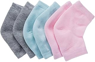 Soft Ventilate Gel Heel Socks Open Toe Socks for Dry Hard Cracked Skin Moisturizing Day Night Care Skin, 3 Pairs (Pink, Turquoise, Grey)