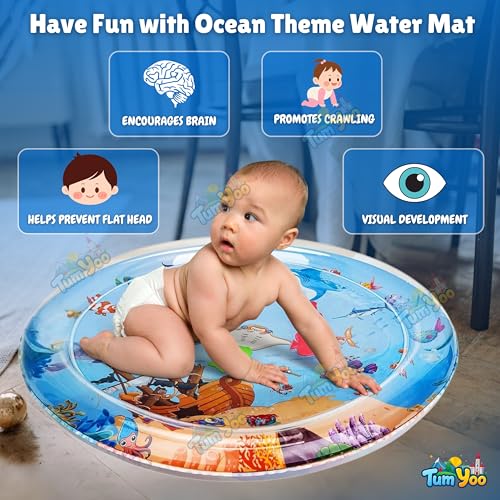 Image of Baby Water Play Mat for Babies 0-12 Months | Tummy Time Water Mat | Inflatable Sensory Water Bed for Baby | Early Development Toy for Newborn | BPA Free