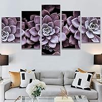 SIGNWIN 5 Panel Canvas Wall Art Purple Petals for Home Decorations Ready to Hang - 60