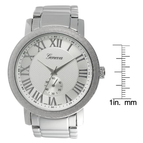 Men's Roman Numeral Chronograph Link Watch Color: Silver And Black #TOP4