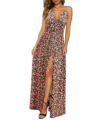 Image of Newshows Women's 2026 Lightweight Summer Wedding Guest Beach Vacation Casual V Neck Split Flowy Maxi Dress