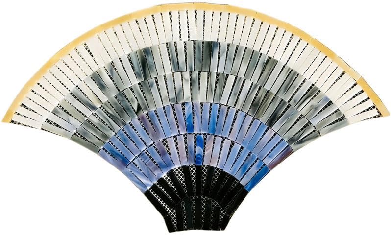 Handmade Custom Fan Shaped Glass Mosaic, Art Mural Inlay Puzzle Tile for Home Wall Background Decoration (Gray&Blue)