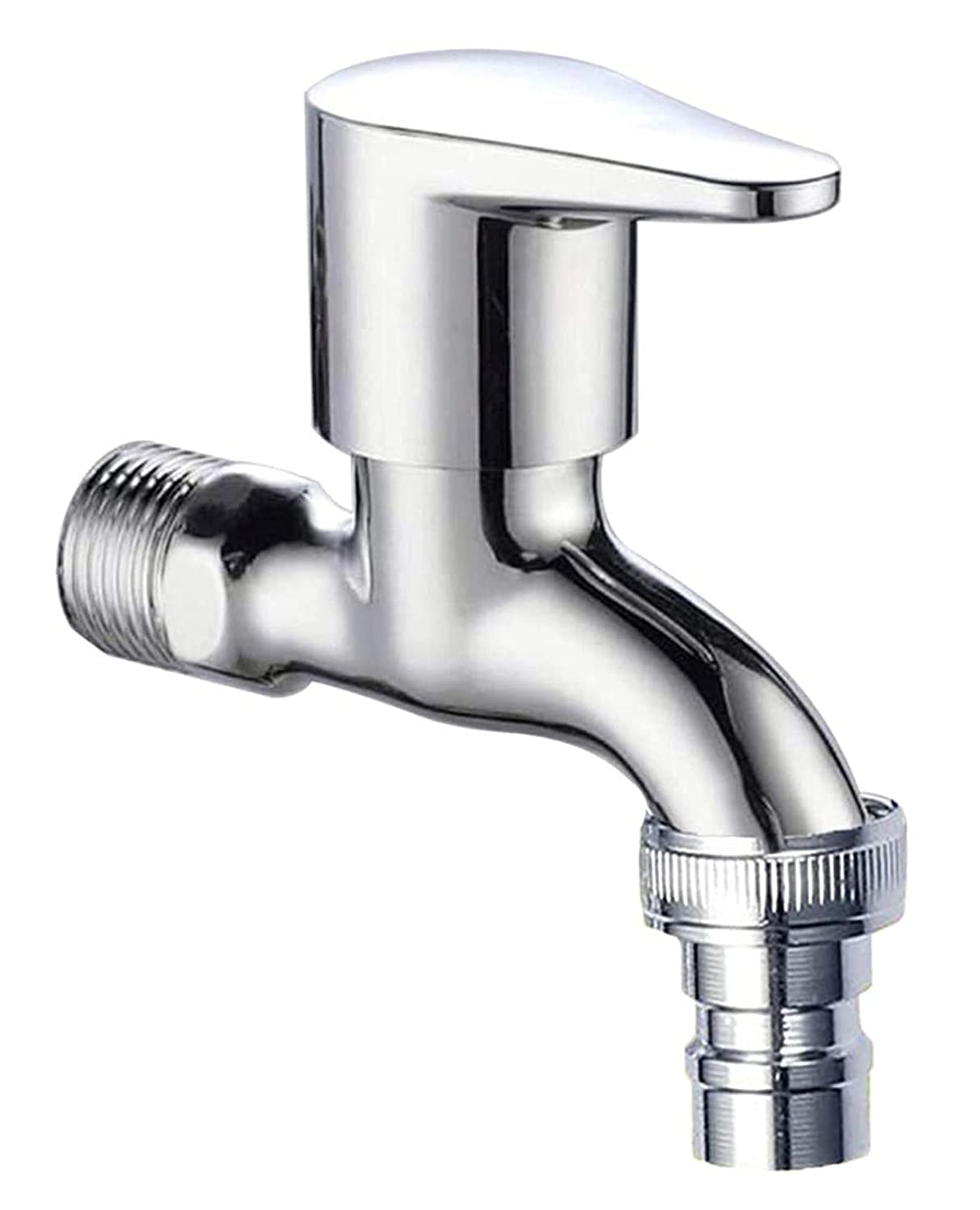 Shahr Vista Nozzle Bib Cock, Washin Machine Tap Chrome Plated (Silver, Set of 1)