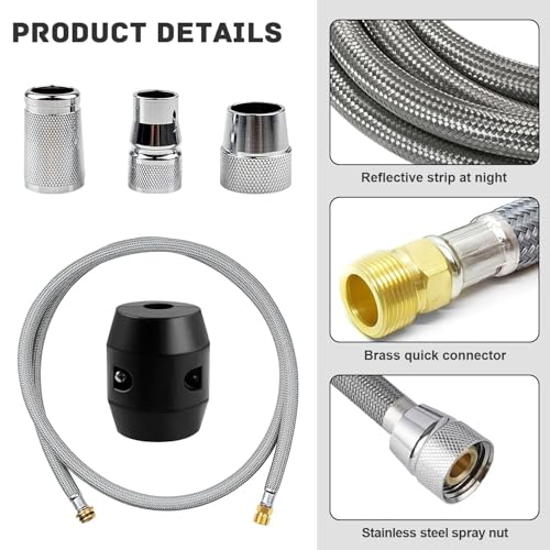 Geflochtener Duschschlauch Aus Edelstahl mit 3 Adaptern und Gewichtskugel, Brauseschlauch 150 cm, Schlauch für Wasserhahn, Armaturenschlauch Verlängerung, Ersatzschlauch für Küchenarmatur