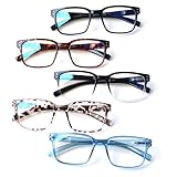 SIGVAN 5 Packs Blue Light Blocking Reading Glasses for Men Women Comfortable Computer Games Glasses Spring Hinge Readers (5C, 2.0)
