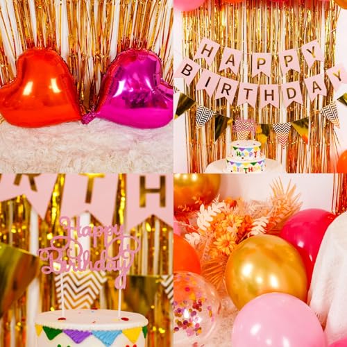 Image of Pink Orange Birthday Decorations for Women, Sunset Birthday Decorations