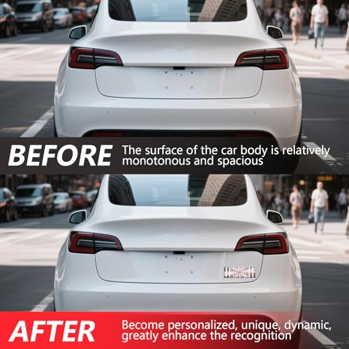 Image of Plaid Badge Sticker for Tesla Model 3 Y S X Cybertruck, Space Tunnel Emblem Sticker Performance Exterior Rear Trunk Accessories