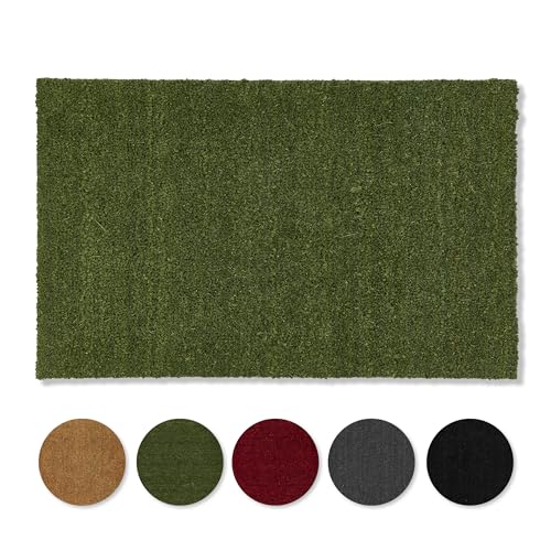 Carpido Alfombrilla Antideslizante de Coco - atrapa Suciedad antibacteriana - para Zonas Exteriores Cubiertas - Fibras Naturales sostenibles - 100% Coco - 40x60 cm - Verde