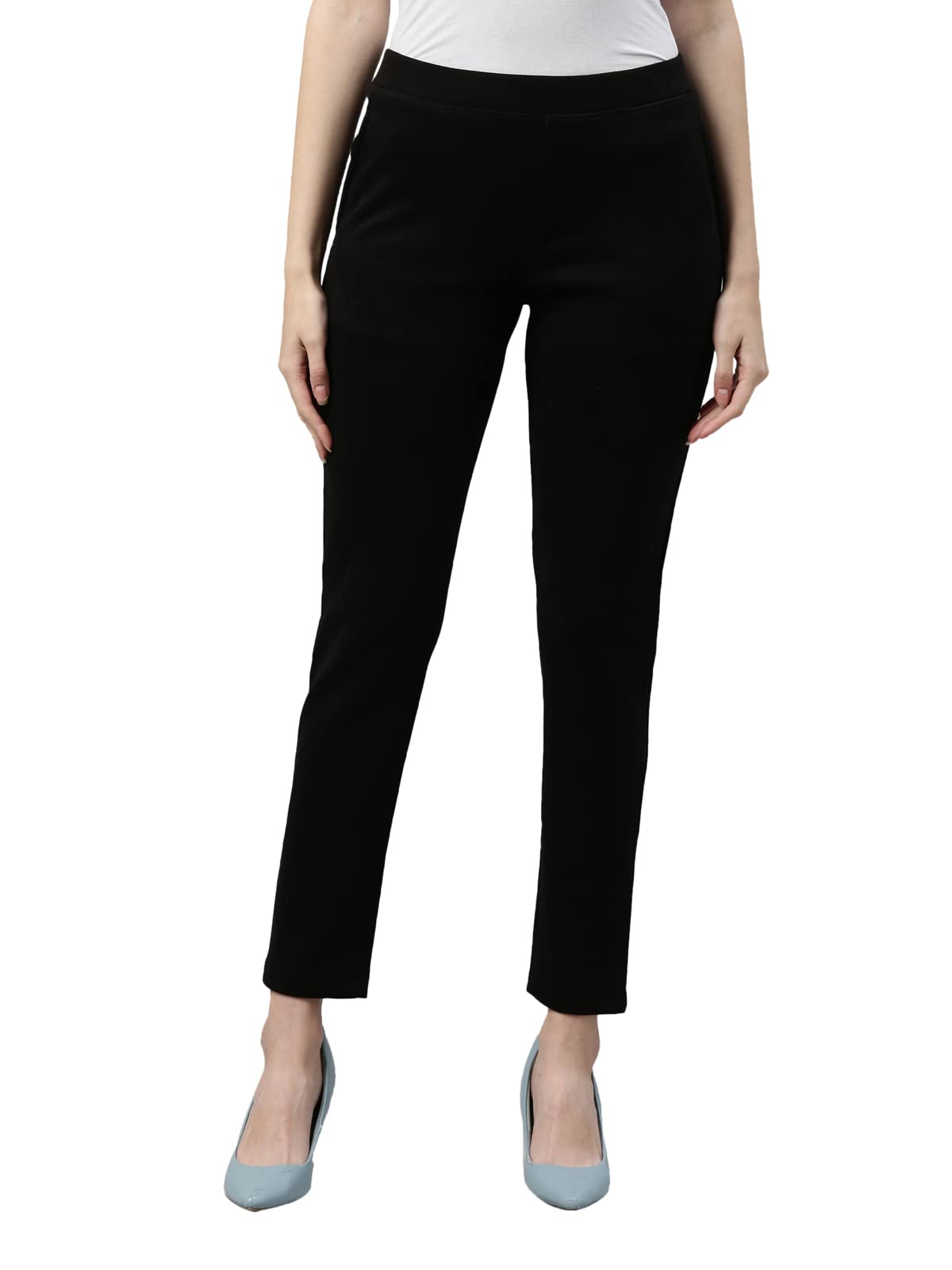 go colors Women's Skinny Fit Mid Rise Faux Leather Treggings-picture-14