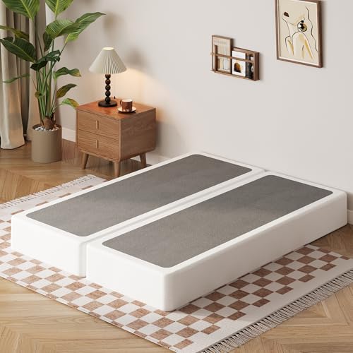 EMODA 7 Inch Split Queen Box Spring 3500LBS Heavy Duty Metal Box Spring for Queen Bed Mattress Foundation with Fabric Cover Noise-Free Non Slip Easy Assembly