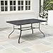 Outsunny Gartentisch 152x90 cm, Wetterfest Balkontisch aus Stahl, Beistelltisch mit Schirmloch, Latten-Design Esstisch Outdoor, Campingtisch, rechteckig Terrassentisch für Garten Balkon Schwarz