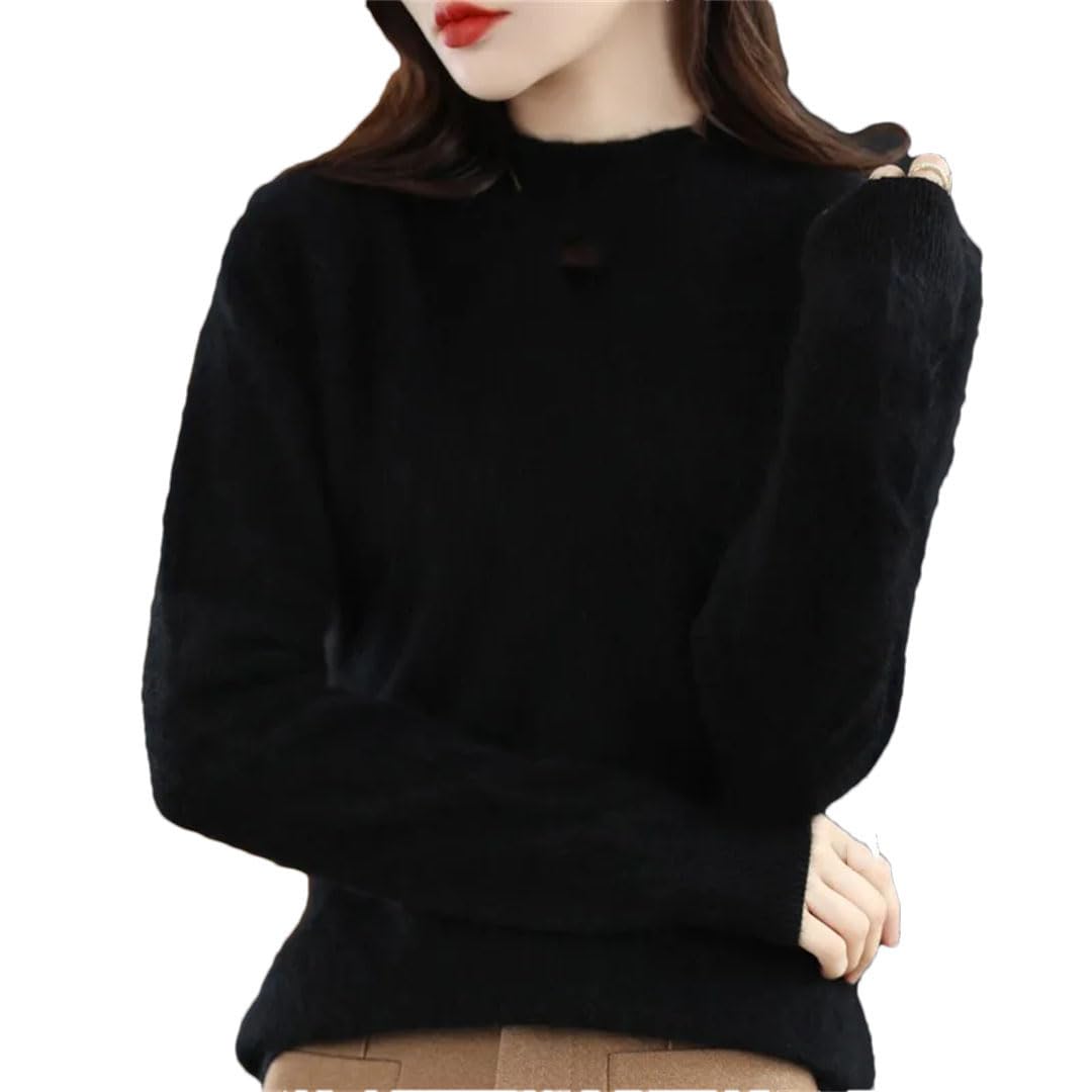 Maglione da donna a collo alto in cashmere con parte inferiore lavorata a maglia