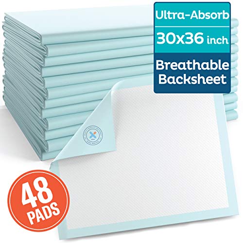 Incontinence Bed Pads [48 Pack] Underpads 30 x 36 Disposable Ultra-Heavyweight Super Absorbent