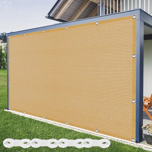 Vela Sombraje 260 x 320 cm Protección UV a Prueba de Viento Transpirable Rectangular con Ojales con Ataduras de Cables para Exteriores, Jardin, Patio, Amarillo Arena