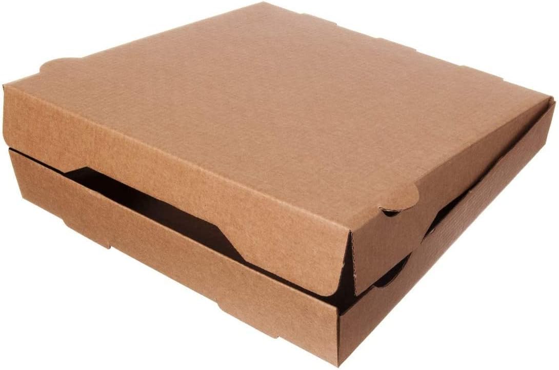 Lot de 100 boîtes à pizza 30 x 30 x 4 cm - Emballage compostable - Carrées - Marron