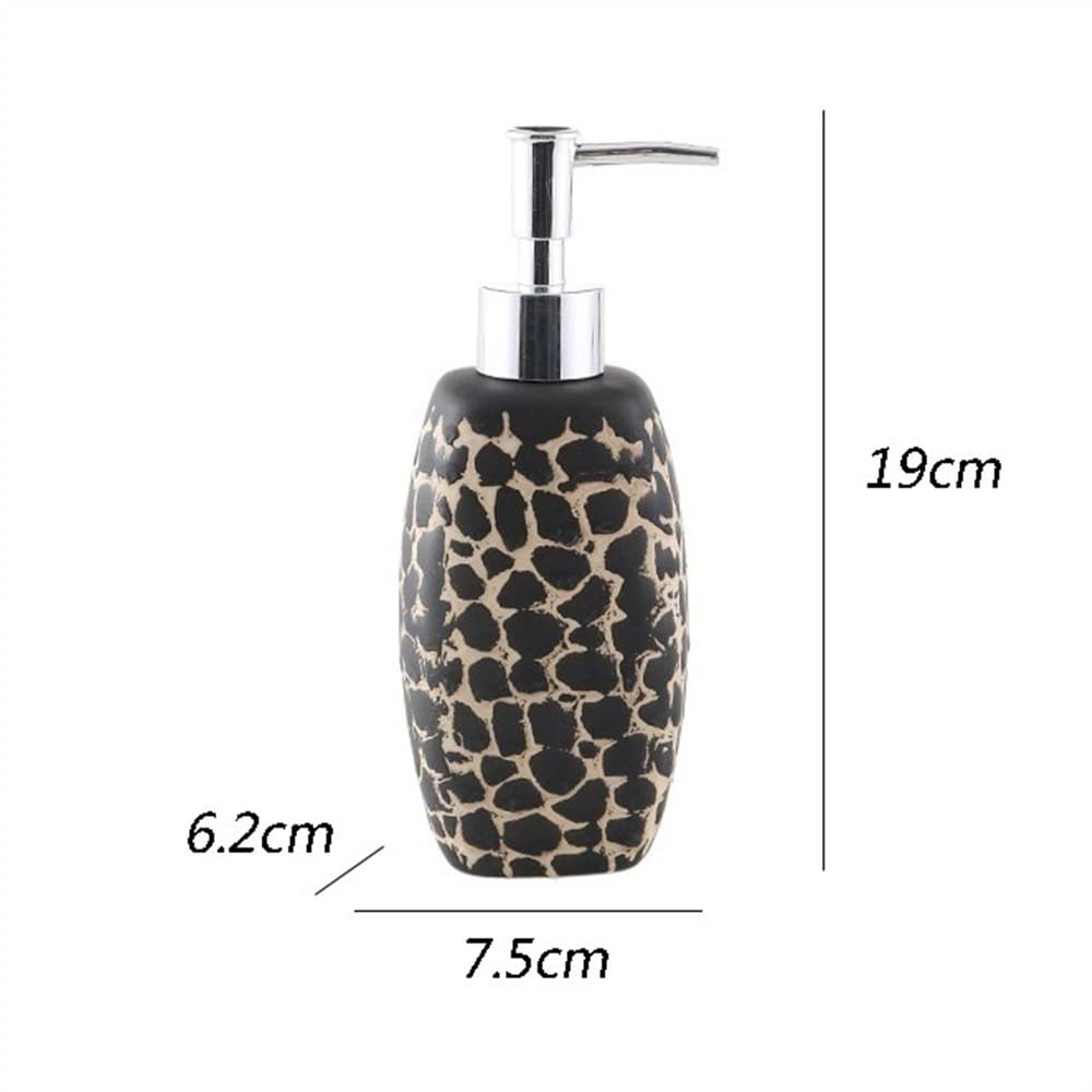 Dispensador de jabón para baño, Botella de cerámica Creativa y Luminosa, dispensador de jabón líquido para lavavajillas de 300 ml, dispensador de Gel de Ducha y loción para Cocina (Negro).