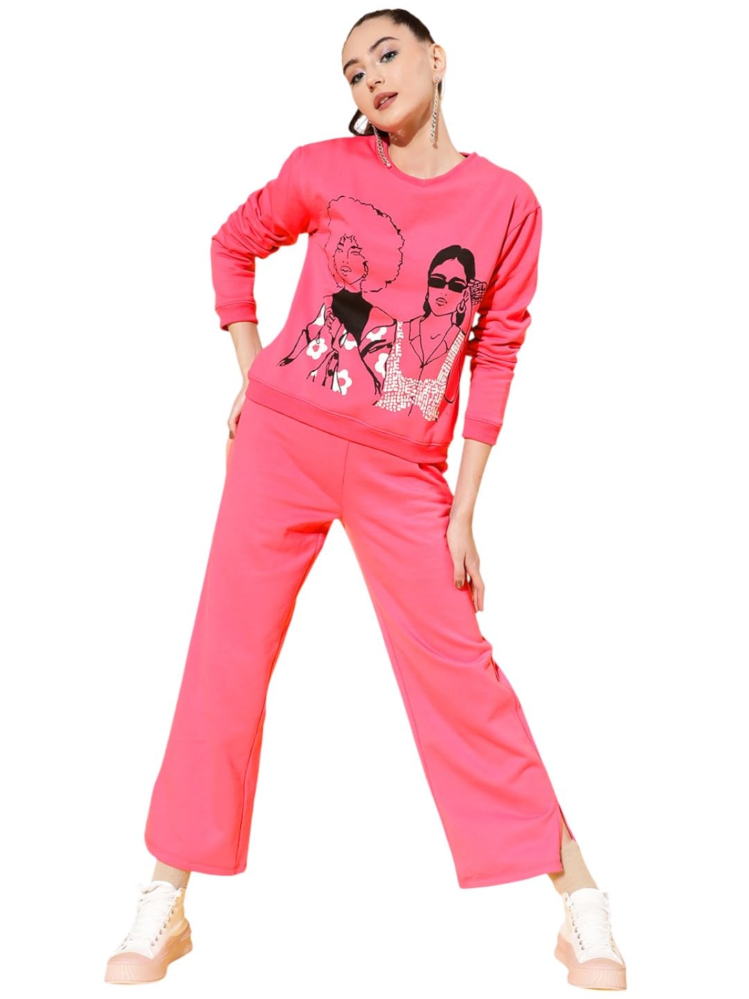 Women's Fleece Line Art Sweatshirt with Track Pants-image-23