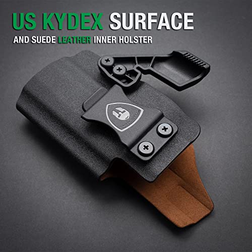 P320 Holster, IWB Kydex Holster Leather Interior w/Claw & Optics Cut Compatible with P320 Full Size & P320 M17, Inside Waistband Concealed Carry Holster for P320, Adj. Retention & Cant, Right Hand
