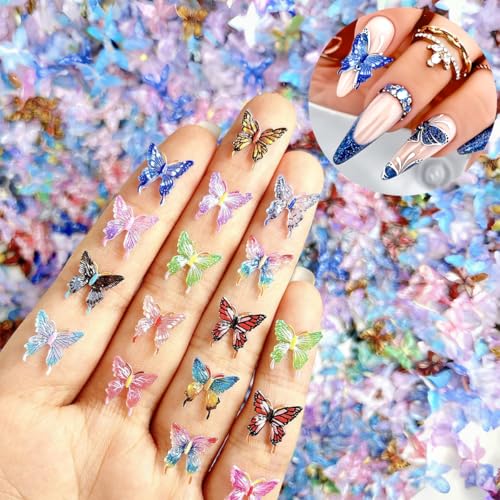 50Pcs Butterfly Nail Charms for Nails Butterfly Nails Rhinestones...