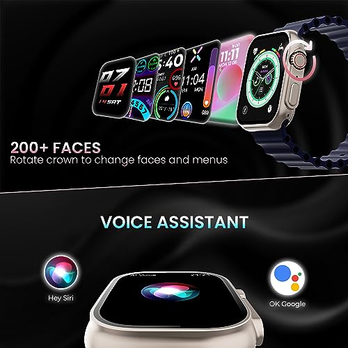 Image of Kratos SW16 Ultra Smartwatch with 1.85 inch Full Touch Display, Bluetooth Calling, Voice Assistant, IP67, 200+ Watch Faces, Multi Sports Modes, Rotating Crown, Metallic Body, Wireless Charging Smart Watch