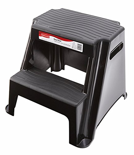 RM-P2 2-Step Molded Plastic Stool with Non-Slip Step Treads 300-Pound Capacity, 5 Pack (Black Finish)