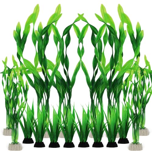 Kunststoff-Gras-Deko Für Aquarium – 55,9 Cm Hoch, Mit Keramikbasis, Grün