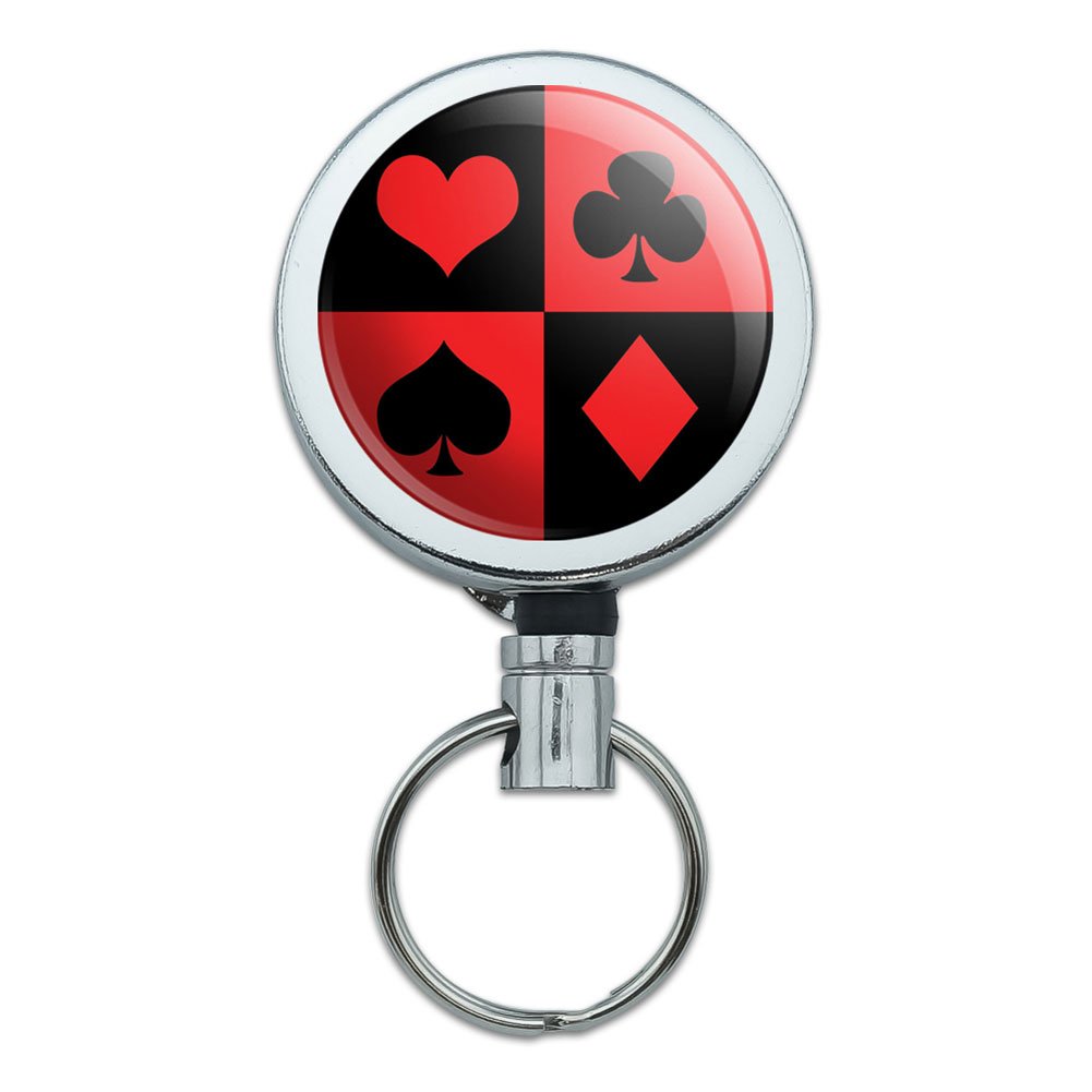 Retractable Reel Belt Clip ID Badge Key Holder Celebration Party Birthday - Casino Party Card Poker Game Night