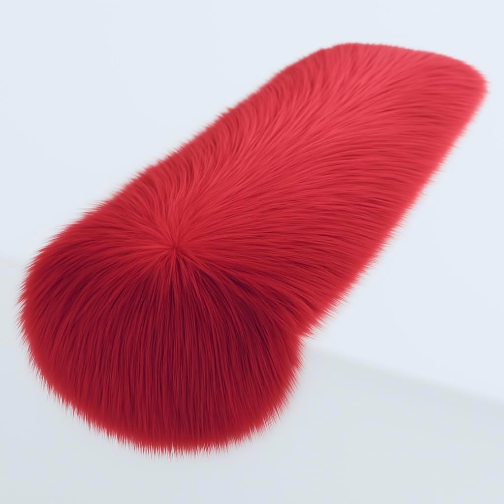 FabricLA Red Faux Fur Table Runner