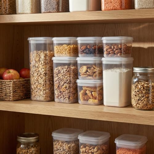 Deconox Simple 8 Parça Erzak Saklama Kabı Seti - Şeffaf ve Gri Renk Seçenekli - 3 Farklı Boy (0.60 Lt - 1.30 Lt - 1.90 Lt) Bakliyat ve Düzenleme Kutusu (ŞEFFAF)