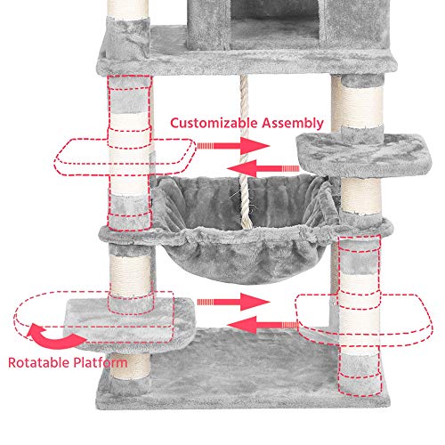YAHEETECH 57.5 inches Multi-Level Cat Tree Tower Condo with Scratching Posts, Cat Stand House Furniture Activity Tower for Kitten, Cat, Pet