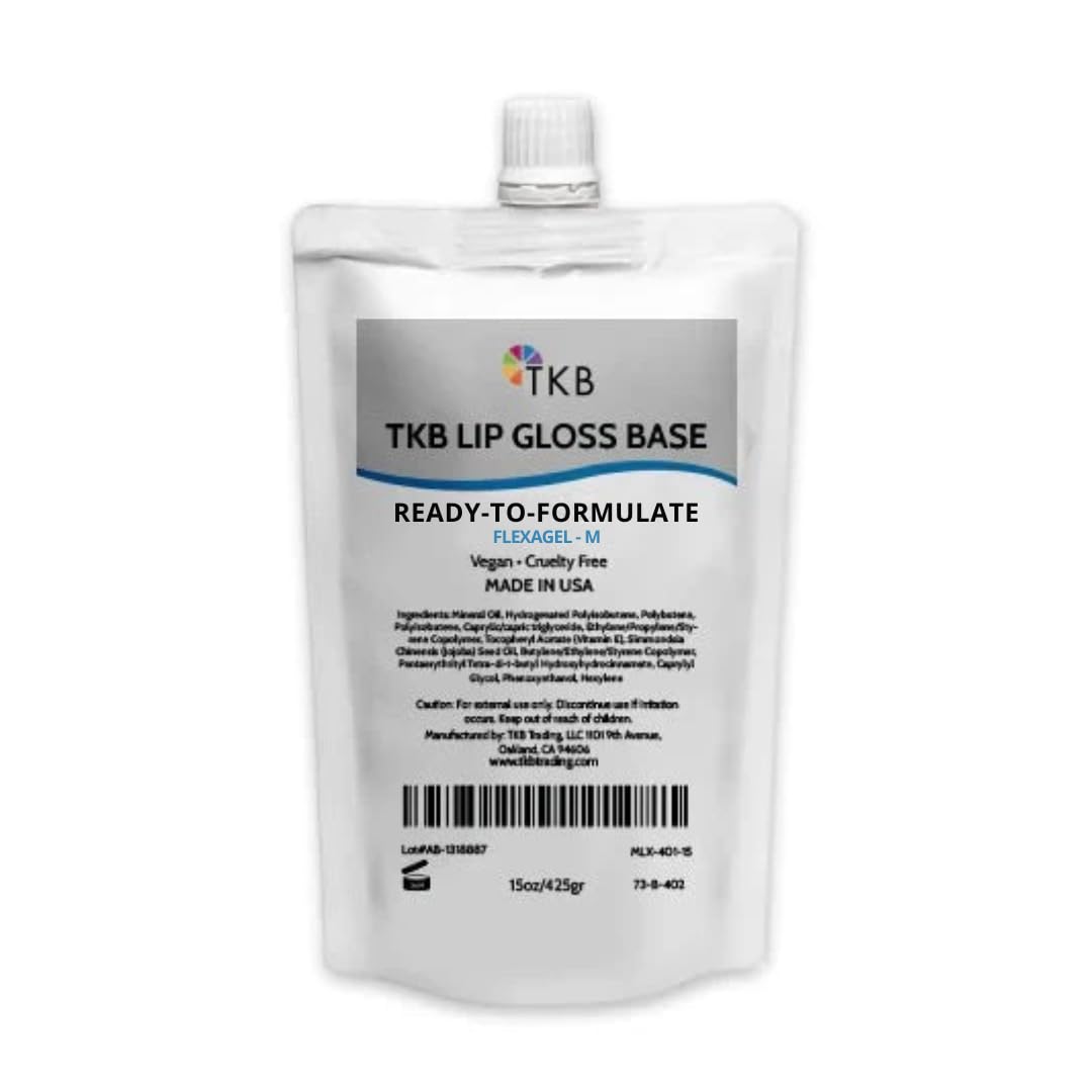 TKB Lip Gloss Base Flexagel M Moisturizing High Shine Crystal Clear Vegan and Cruelty free Made in USA