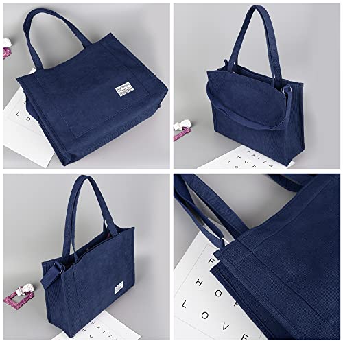 Image of Valleycomfy Corduroy Tote Bag for Women Travel Crossbody Bag | Purse Women Shoulder Bags Work Handbags Everyday Hobo Bag