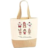Weihnachten Jutebeutel, Canvas Tasche Stoffbeutel mit Weihnachtsmann-Motiv, Rentier und Aufschrift Frohe Weihnachten, Kinder Geschenktüten Wiederverwendbare Weihnachtstaschen, X-Mas Geschenkidee