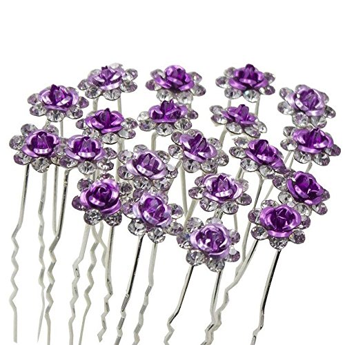 Unicra Wedding Hair Pins for Women Decorative Bridal Wedding Hair Accessories for Brides and Bridesmaids Pack of 20 (Purple)