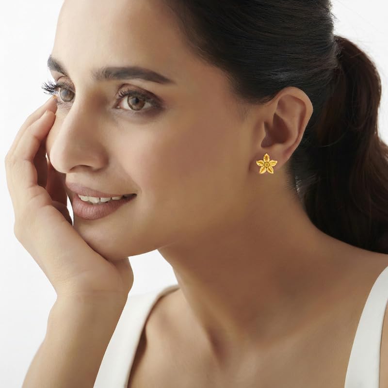 Image of KISNA JEWELS 14KT|18KT BIS Hallmark Pure Gold Stud Earrings For Women with Screw Back clouser
