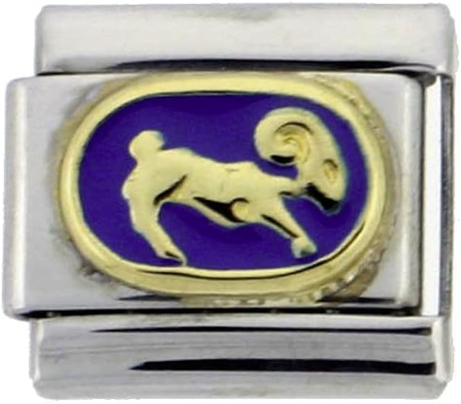 Stainless Steel 18k Gold Horoscope Sign Charms for Italian Charm Bracelets Astrological Zodiac Sign