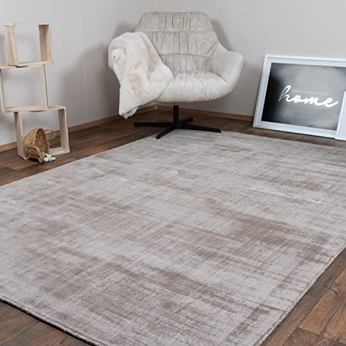 Consilio Concept 160 x 230 Teppich Wohnzimmer Taupe Seidenglanz luxuriöse Viskose moderner Wohzimmerteppich weich Luxus Soft Zertifiziert Made in Germany Design Manufaktur Markenteppich Oeko TEX Cover