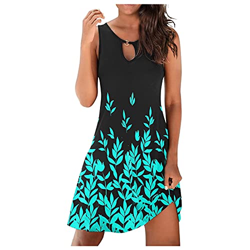 Peigen Women's Summer Dresses, Fashion Boho Vintage Crewneck Hollow Out Sleeveless Sundress Casual Sexy Beach Mini Dresses