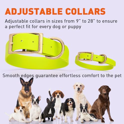 Image of Viper Biothane Heavy Duty Waterproof Dog Collar Strong Coated Nylon Webbing w /Solid Brass Hardware Odor-Proof Easy to Clean High Performance Fits Small Medium or Large Dogs, Safety Yellow