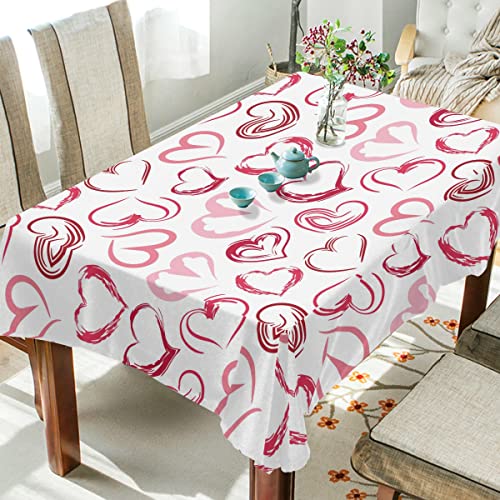 Valentines Day Square Tablecloth, Hearts Lover Rectangle Modern Table Linen Cloth Cover For Kitchen Dining Room Party Home Decor #TOP5