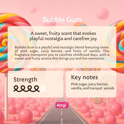 Image of Kooji Can Car Perfume + 5ml Car Hanging Perfume Pendant (Free) - Bubble Gum Scent - Long-Lasting, Alcohol-Free, Oud & Saffron Oriental Fragrance - For Car, Home, or Office Use - Lasts Up to 60 Days