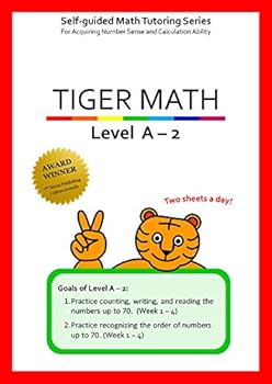 Paperback Tiger Math Level A - 2 for Grade K (Self-guided Math Tutoring Series - Elementary Math Workbook) Book