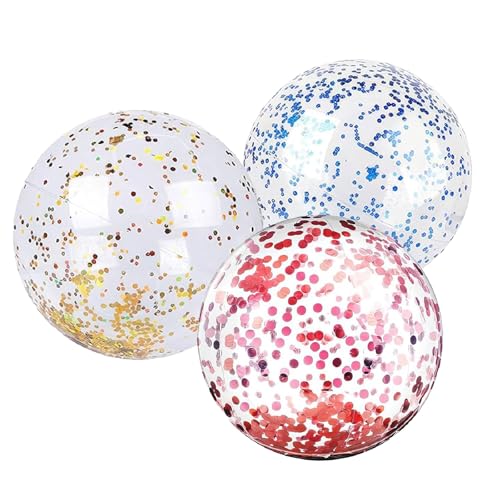 3 Pezzi Palloni da Spiaggia Gonfiabili,Pallone Gonfiabile Colorato,Pallone Gonfiabile,Set di Palloni da Spiaggia Gonfiabili,Estate Palla Gonfiabile Giochi D'acqua per Bambini Adulti Spiagge, Feste in