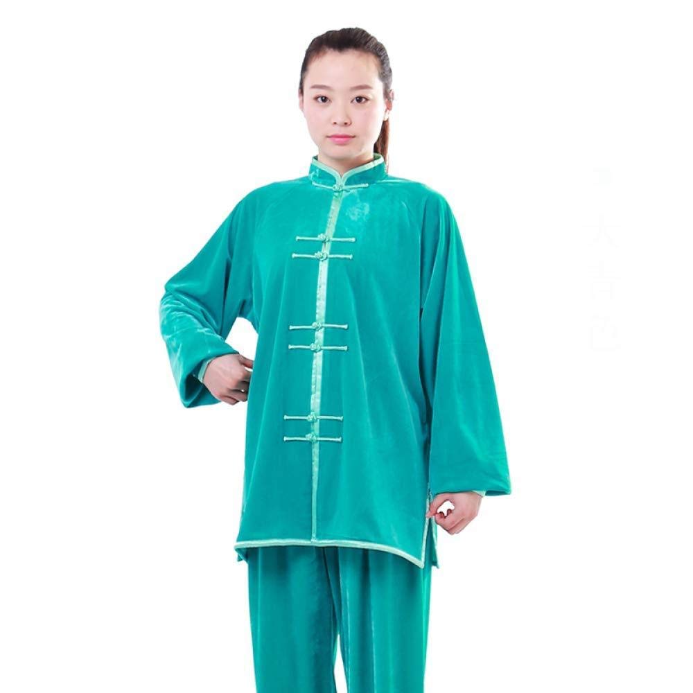 Tai Chi Mundury Złoty Aksamit Tai Chi Odzież Tai Chi Mundury Kung Fu Unisex Tradycyjna Chińska Odzież Tang Garnitur Dwuczęściowe Sztuki Walki Odzież Dla dorosłych, Zielony-XX-Larg
