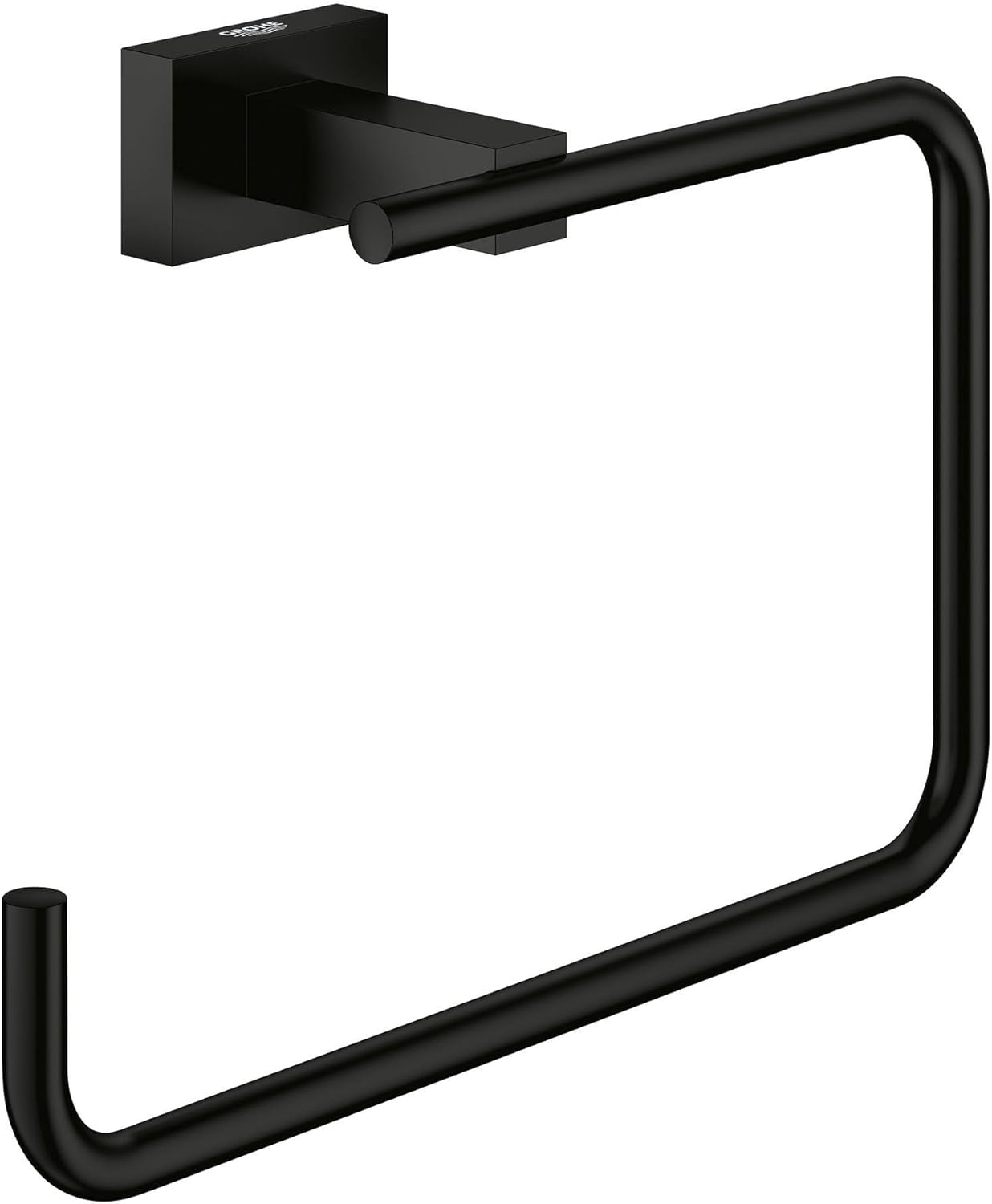 Grohe 405102431 Essentials Cube 8-Inch Towel Ring, Matte Black