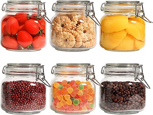 Image of SATVIKAYA Airtight Canister Glass Kitchen Storage Jar Container With Clip Lock For storage Round Jar Masala,Honey Jar,Spice,Food,aachar,Sugar,Bean (Square Shape, 500 ML, Pack Of 2)