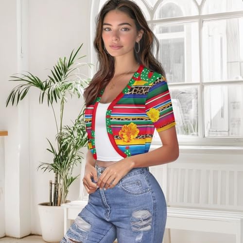 Image of Women's Shrug Short Sleeve Bolero Open Front Knit Party Tulle Cardigan Cropped Cardigan Shoulder Cover Up