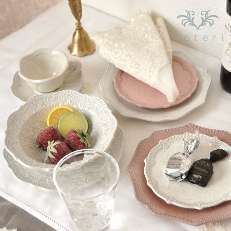 Amazon.co.jp: クリーム レースプレート 20cm LaCeramicaVBC ceramica