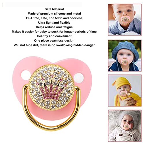 Image of Silicone Baby Pacifier, Ultra Soft Curved Design for 6-18 Months Infants, Premium Seamless Construction, Metal Accents with Bling Detail